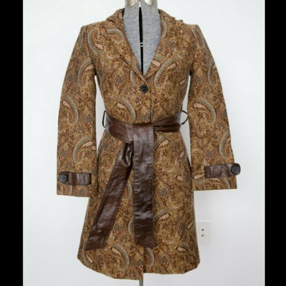 Mackage Jackets & Blazers - Mackage Vintage Leather and Paisley Wrap Coat XS